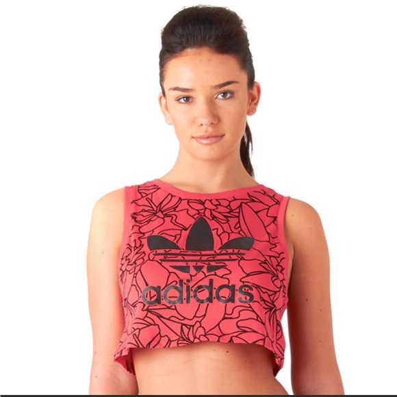 adidas Tops - Pharrell X Adidas Baes pink floral crop tank top XS